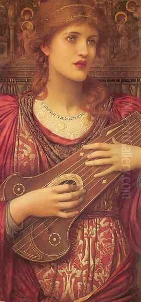 The music faintly falling, dies away Oil Painting by John Melhuish Strudwick