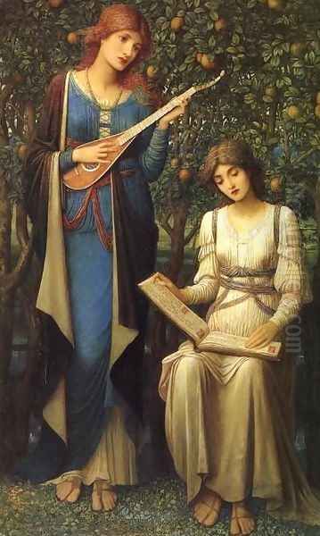 When Apples were Golden and Songs were Sweet, But Summer had Passed away Oil Painting by John Melhuish Strudwick