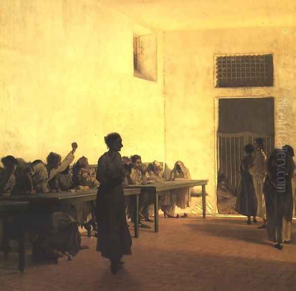 Ward of Disturbed Women in a Mental Hospital Oil Painting by Telemaco Signorini