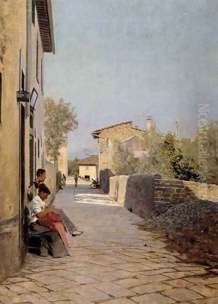 Stradina di Settignano Oil Painting by Telemaco Signorini