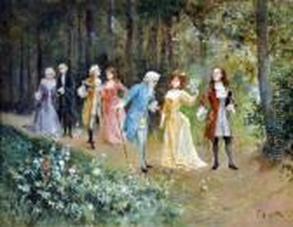 Passeggiata Nel Parco Oil Painting by Pietro Scoppetta