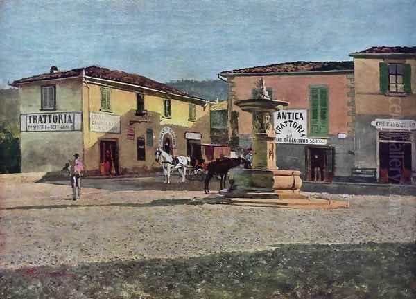 Piazzetta a Settignano Oil Painting by Telemaco Signorini