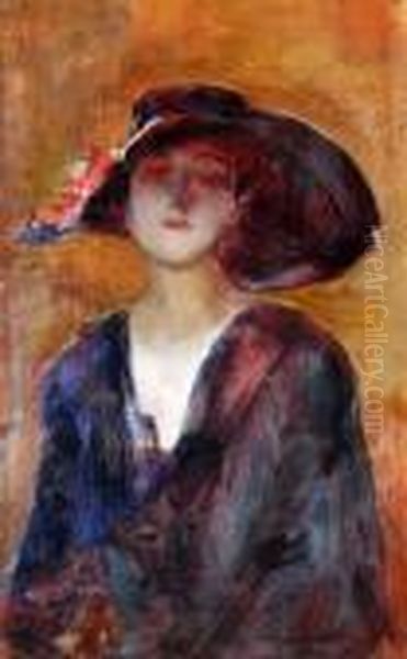 Figura Femminile Concappello Oil Painting by Pietro Scoppetta