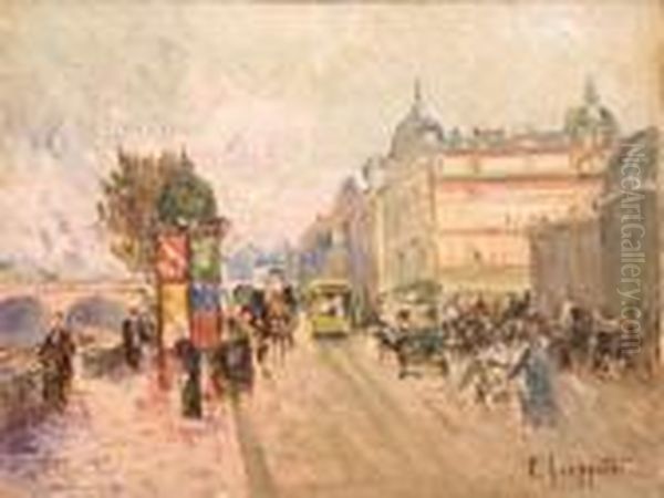 L' Ile De La Cite A Paris Oil Painting by Pietro Scoppetta