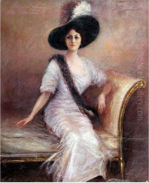 Figura Di Donna Sul Sofa Oil Painting by Pietro Scoppetta