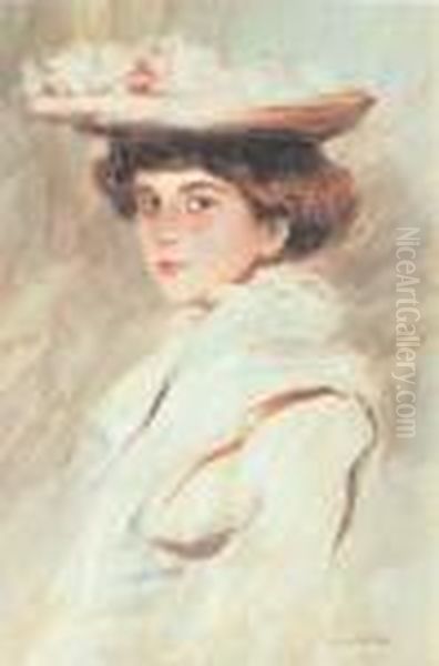 Ragazza Con Cappellino Oil Painting by Pietro Scoppetta