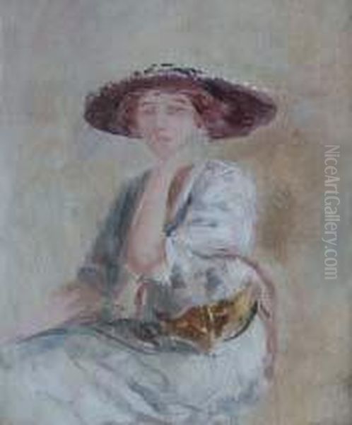 Donna Seduta Oil Painting by Pietro Scoppetta