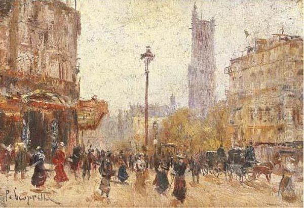 Parigi, Piazza Saint Jacques Oil Painting by Pietro Scoppetta