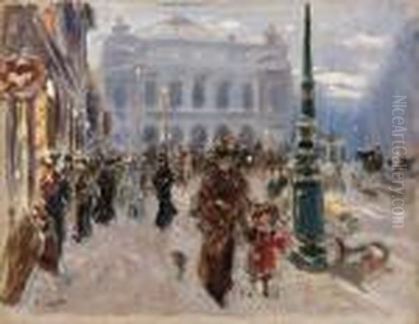 Parigi, Place De L'opera Oil Painting by Pietro Scoppetta