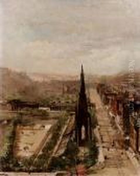 Princes Street Edinburgo Oil Painting by Eugenio Scorzelli