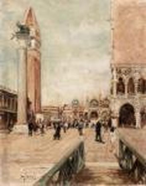 Piazza San Marco Oil Painting by Eugenio Scorzelli