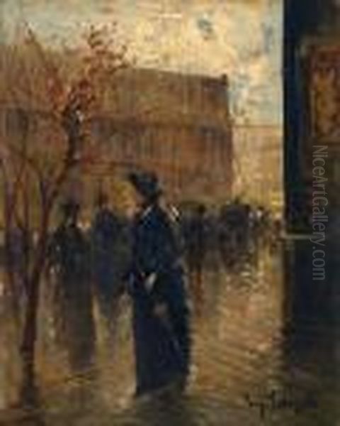 Passeggiataparigina Oil Painting by Eugenio Scorzelli