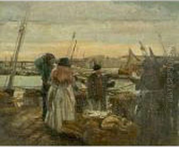 Al Porto Oil Painting by Eugenio Scorzelli