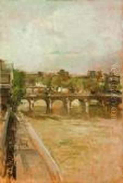 Paesaggio Con Ponte Oil Painting by Eugenio Scorzelli