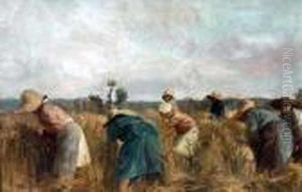 La Raccolta Del Grano Oil Painting by Eugenio Scorzelli