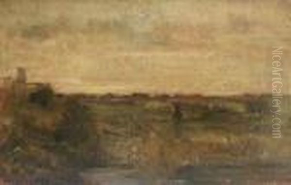 Campagna Al Tramonto Oil Painting by Eugenio Scorzelli