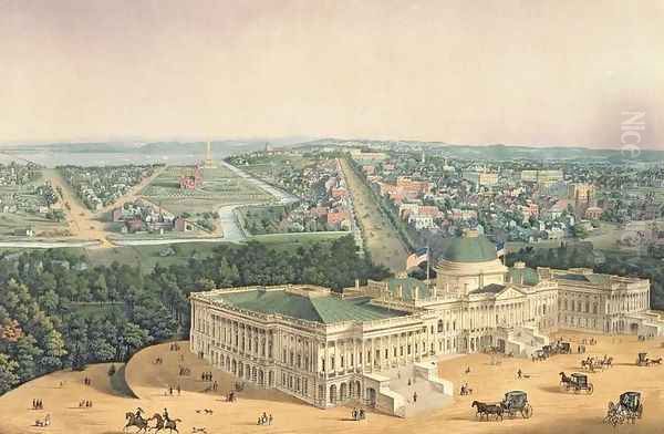 View of Washington, pub. by E. Sachse & Co., 1852 Oil Painting by Edward Sachse