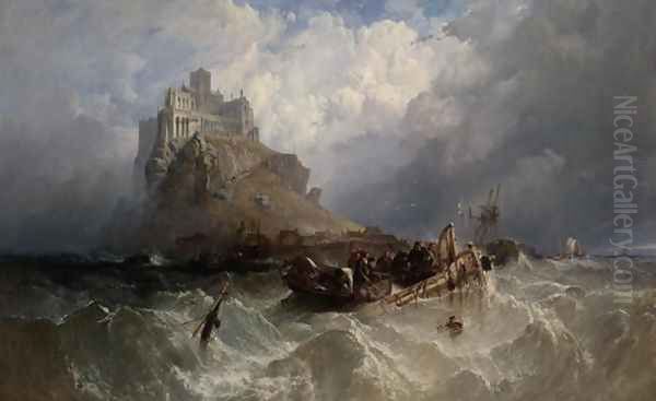 Mount St. Michael, Cornwall, 1830 Oil Painting by William Clarkson Stanfield