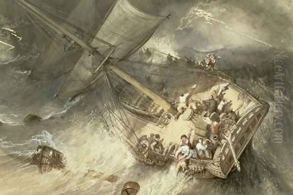 Cutting Away the Masts Oil Painting by William Clarkson Stanfield