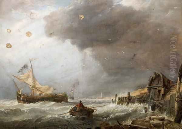 Off Calais Oil Painting by William Clarkson Stanfield