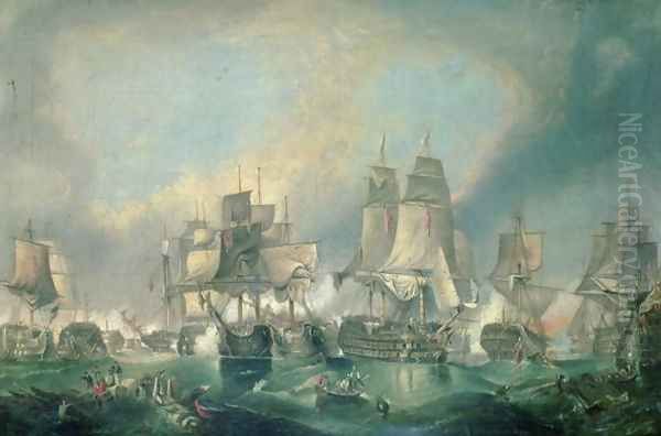 The Battle of Trafalgar in 1805 Oil Painting by William Clarkson Stanfield