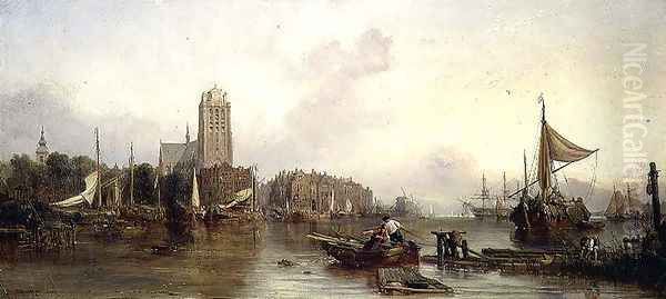 Old Maas, Dordrecht, 1853 Oil Painting by William Clarkson Stanfield