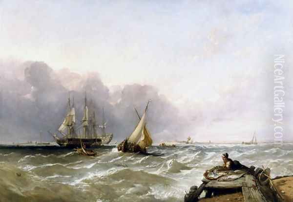 Shipping Off the Dutch Coast, c.1830 Oil Painting by William Clarkson Stanfield