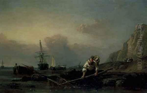 Shrimping Oil Painting by William Clarkson Stanfield