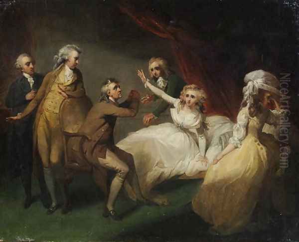 Camilla recovering from her swoon, illustration of a scene from Camilla, or A Picture of Youth, published in 1796 Oil Painting by Henry Singleton