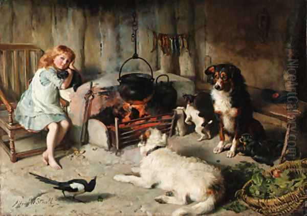 A watched pot never boils Oil Painting by Alfred William Strutt