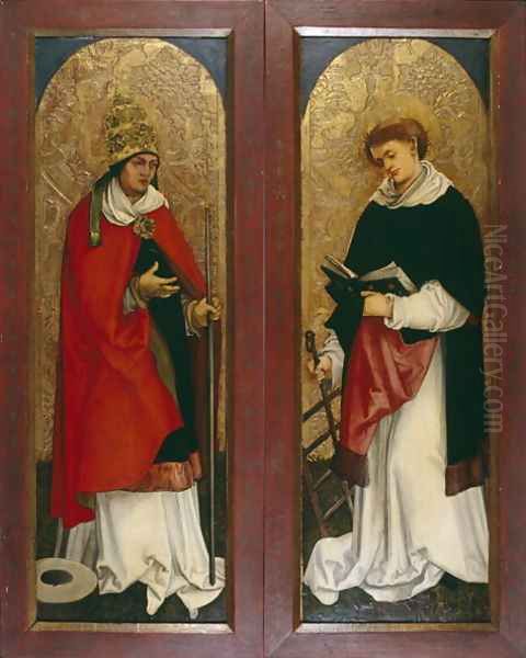 Two Wings of an Altarpiece of Deacons, c.1508-1510 Oil Painting by Hans Leonhard Schaufelein