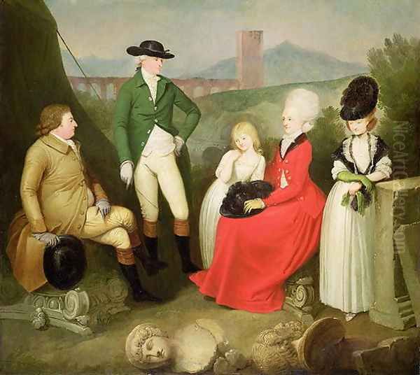 Group Portrait of Aubrey, 2nd Baron Vere of Harmsworth and family Oil Painting by Franciszek Smuglewicz