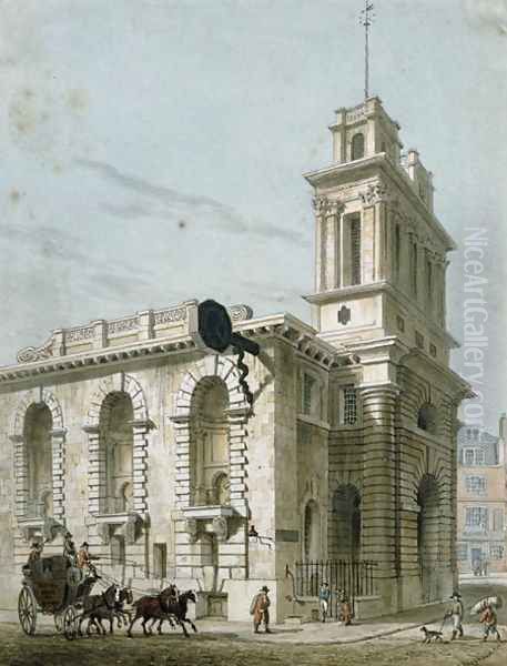 St. Mary Woolnoth Lombard Street Oil Painting by George (Sydney) Shepherd