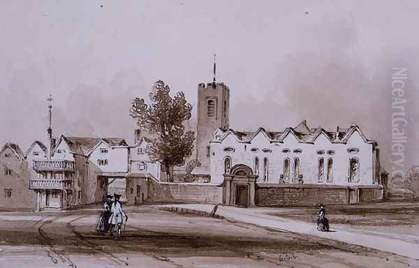 Highgate School and Chapel, c.1840 Oil Painting by George (Sydney) Shepherd