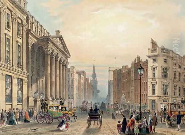 Mansion House looking towards Cheapside, engraved by Thomas Picken d.1870 published by Ackermann 1851 Oil Painting by George (Sydney) Shepherd