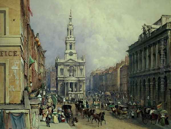 St. Mary le Strand, 1836 Oil Painting by George (Sydney) Shepherd