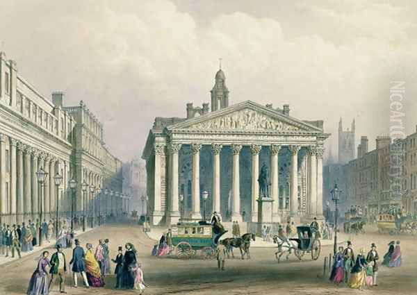 The Royal Exchange and the Bank of England, lithograph by T. Picken, printed by Day and Son., published by Rudolph Ackerman, 1851 Oil Painting by George (Sydney) Shepherd