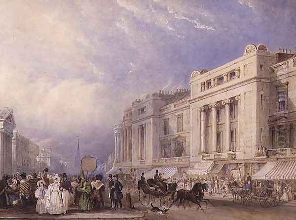 Regent Street, London, looking North, with Dickins and Jones on the right, and the Hanover Chapel on the left, 1835 Oil Painting by George (Sydney) Shepherd