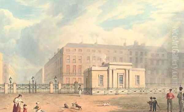 Grosvenor Gate, Hyde Park, London Oil Painting by George (Sydney) Shepherd