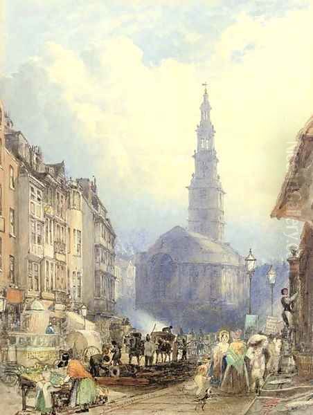 St Mary-le-Strand, London Oil Painting by George (Sydney) Shepherd