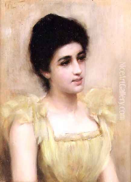 The Yellow Dress, 1890 Oil Painting by Frank Markham Skipworth