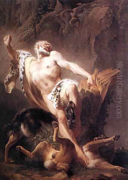 Milo of Croton Oil Painting by Joseph Benoit Suvee