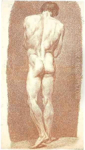 Study of a male nude, seen from behind Oil Painting by Joseph Benoit Suvee