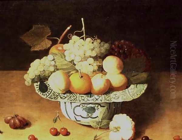 Still Life of Fruit in a Porcelain Bowl Oil Painting by Isaak Soreau