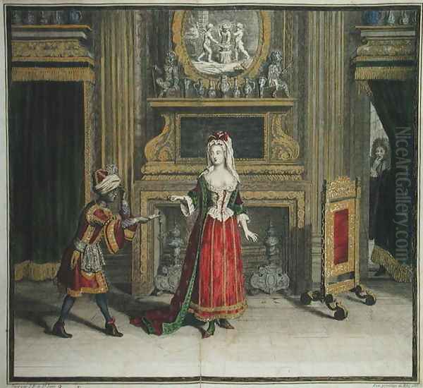 Lady in her bedroom, published c.1688-90 Oil Painting by Jean Dieu de Saint-Jean