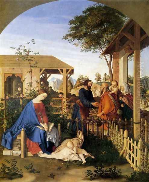 The Family of St John the Baptist Visiting the Family of Christ 1817 Oil Painting by Julius Schnorr Von Carolsfeld