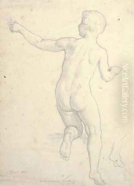 A nude boy seen from behind Oil Painting by Julius Schnorr Von Carolsfeld