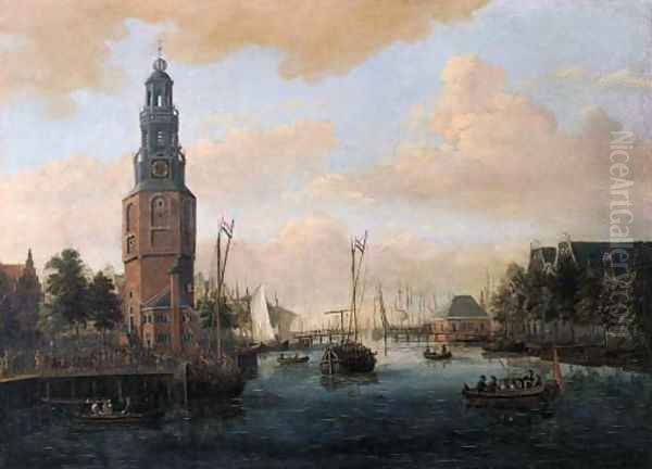 A view of the Oude Schans, Amsterdam Oil Painting by Jacobus Storck