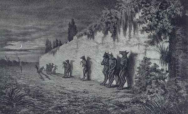 Werewolves, illustration for Legendes Rustiques by George Sand 1804-76 1858 Oil Painting by Baron Dudevant Jean Francois Maurice Sand