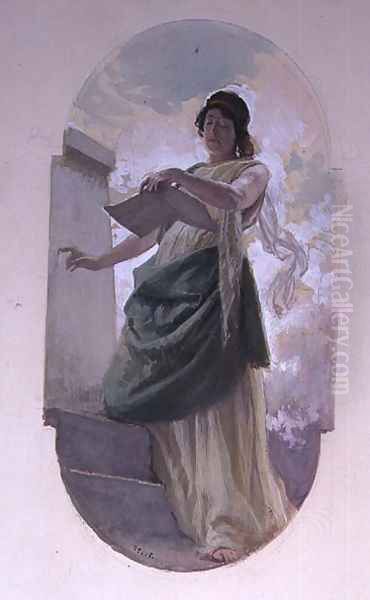 The Epigram, a study, 1890 Oil Painting by Franz Xaver Simm